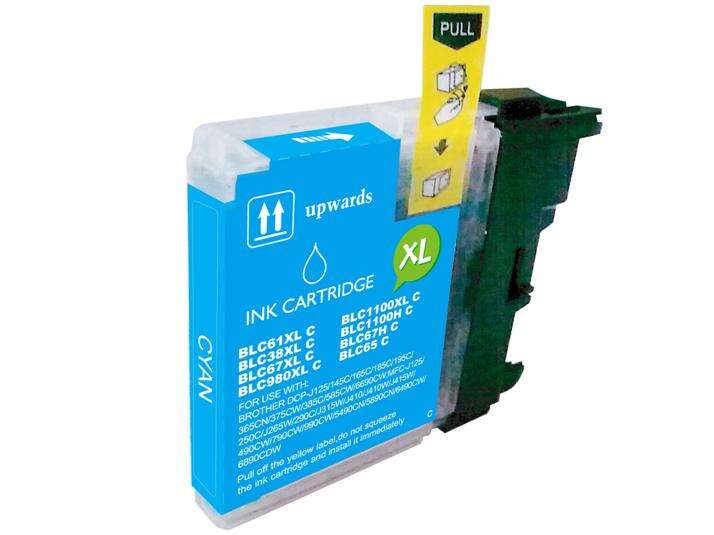 BULK - Brother LC980XL/LC1100XL/LC985XL Cyan Cartucho de Tinta Generico - Reemplaza LC980C/LC1100C/LC985C · Pack de 50 uds.