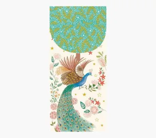 Pictura Tarjeta Money Cards - Tarjeta de Regalo Tipo Sobre Vertical - Tematica Pavo Real - 9.6x21.3cm - Embolsada Individualmente en Celofan - Incluido Sobre Blanco - Papel con Certificacion