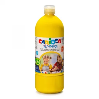 Carioca Botella de Tempera 1000ml - Colores Superlavables - Faciles de Mezclar - Aplicable en Materiales Porosos - Alta Opacidad - Color Amarillo