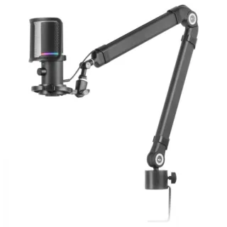Mars Gaming MMIC-XT Microfono Personalizable - Modos Cardioide y Reduccion de Ruido - Brazo Regulable - Filtro Pop - Iluminacion ARGB - USB/3.5mm - Color Negro
