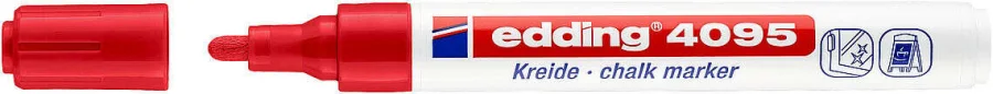 Edding 4095 Rotulador de Tiza Liquida - Punta Redonda - Trazo entre 2 y 3mm - Olor Neutro - Color Rojo · Pack de 10 uds.