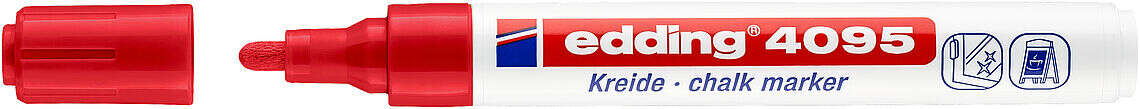 Edding 4095 Rotulador de Tiza Liquida - Punta Redonda - Trazo entre 2 y 3mm - Olor Neutro - Color Rojo · Pack de 10 uds.