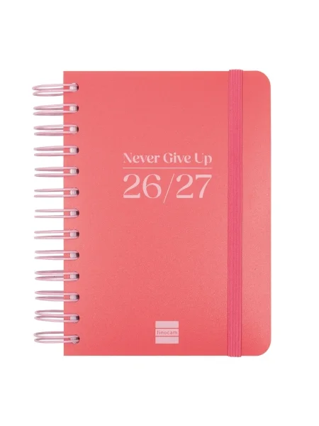 Finocam Cosmo Flex Agenda Escolar 26/27 en Catalan - 1 Dia por Pagina - Formato 8º - 120x169mm - Tapas de Polipropileno - Papel de 80g/m2 - Espiral - Esquinas Microperforadas - Color Rojo
