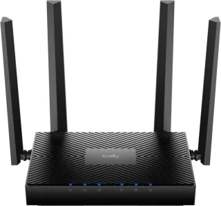 Cudy Router WiFi 6 Mesh Gigabit Dual Band AX3000 - Velocidad hasta 1000Mbps - 5 Puertos - 4 Antenas Fijas de 5dBi - Tecnologia MU-MIMO - Color Negro