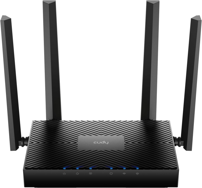 Cudy Router WiFi 6 Mesh Gigabit Dual Band AX3000 - Velocidad hasta 1000Mbps - 5 Puertos - 4 Antenas Fijas de 5dBi - Tecnologia MU-MIMO - Color Negro