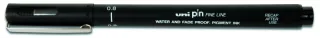 Uni-ball PIN08-200(S) Rotulador Calibrado - Punta Poliacetal 0.8mm - Ancho de Trazo 0.8mm - Tinta Resistente al Agua y Luz - Color Negro · Pack de 12 uds.