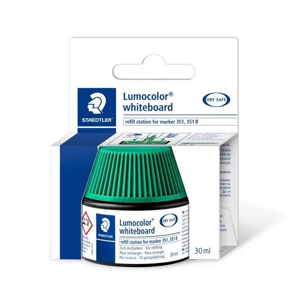 Staedtler Bote de Tinta para Recarga Rotulador Lumocolor 351 - Capacidad 30ml - Color Verde