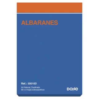 Dohe Talonario Albaranes A4 - 50 x 2 Hojas Autocopiativas