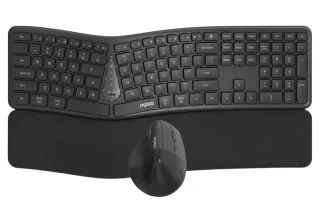 Rapoo 8810ME Pack Teclado + Rato Inalambricos - Diseño Ergonomico - Bluetooth y 2.4GHz - Raton 1600 DPI - Bateria Recargable Ecologica - Autonomia hasta 9 Meses - Color Negro