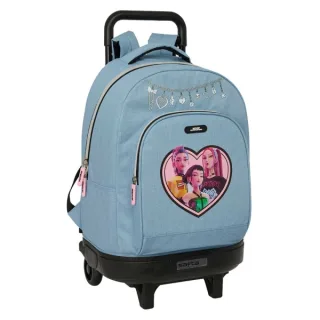 Safta K-Pop Demon Hunters Huntr/X Mochila con Carro - Extraible - 33L - Portabotellas - Tarjeta de Identificacion Personal - Doble Tirador - Asa - Bolsillo Frontal - 33x45x22cm - Color Azul