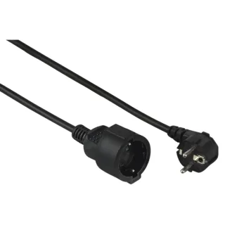 Hama Cable de Alimentacion Alargador Acodado - Potencia Maxima 3680W - Longitud 3m - Seccion 1.5mm2 - Schuko CEE7 - Color Negro