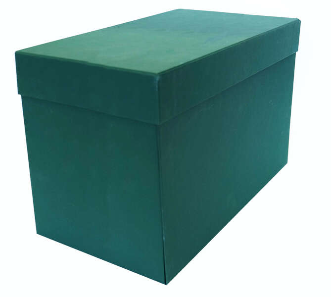 Elba Caja de Transferencia Tamaño Folio - Lomo de 20cm - Tapa Protectora y Solapa Abatible - Fabricada en Carton Reciclado Forrado con Geltex - Medidas 38.5x25.3x20.5cm - Color Verde