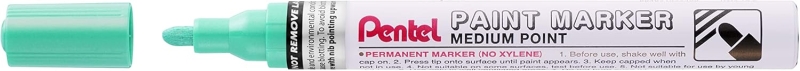 Pentel Paint Marker Marcador de Pintura - Punta Media 4.5mm - Permanente en todas las Superficies - Resistente a Luz y Agua - Cuerpo de Aluminio - Color Verde Perla · Pack de 12 uds.