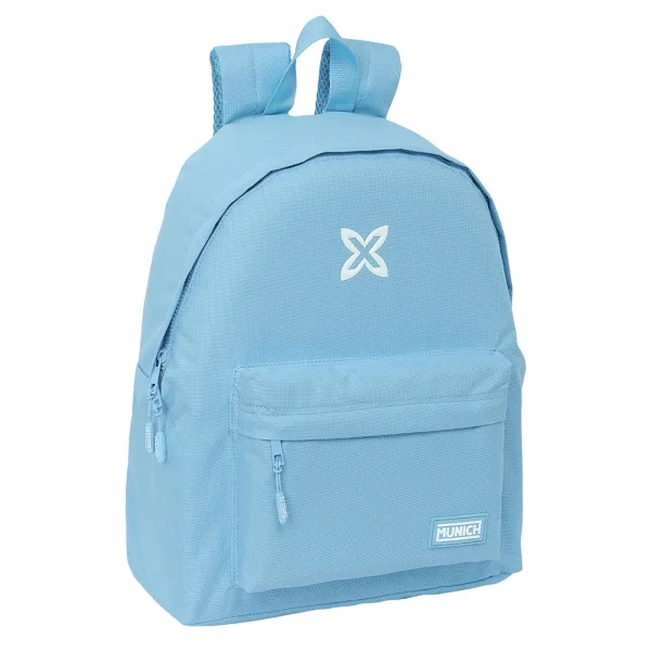 Safta Munich Basicos Mochila - Bolsillo Frontal - Hombreras Acolchadas - Espalda Ergonomica - Doble Tirador - Asa Superior - 20.8L - 330x150x420mm - Color Azul Claro