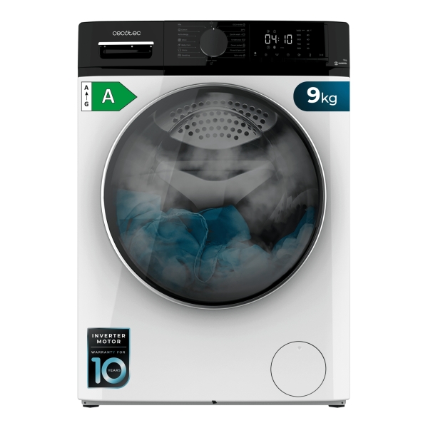 Cecotec Bolero DressCode 9610 Inverter A Lavadora de Carga Frontal - Capacidad 9kg - Velocidad 1400rpm - Seguro Infantil - Motor Inverter - 15 Programas - Color Blanco y Negro