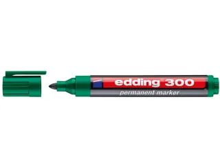 Edding 300 Rotulador Permanente - Punta Redonda - Trazo entre 1.5 y 3 mm. - Tinta Casi Inodora - Capuchon con Clip - Secado Rapido - Color Verde · Pack de 10 uds.