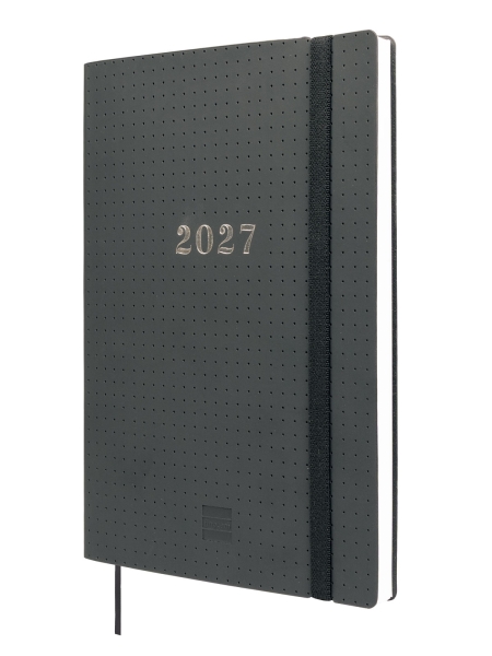 Finocam Dotted Agenda de Tapa Flexible Internacional - 16 Meses - Semana Vista Horizontal - Formato Y10 - 140x204mm - Papel de 80g/m2 - Esquinas Microperforadas - Cierre con Goma - Color Negro