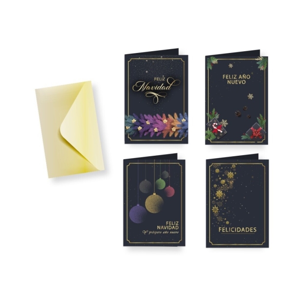 Bismark Tarjeta de Felicitacion Navideña Foil Green con Sobre - 4 Diseños Diferentes · Pack de 24 uds.