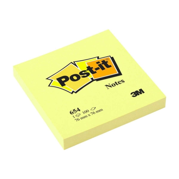 Post-it Bloc de 100 Notas Adhesivas Removibles Canary Yellow 76x76mm - Papel con Certificacion PEFC - 7100103157, 7100233248 - Color Amarillo Claro