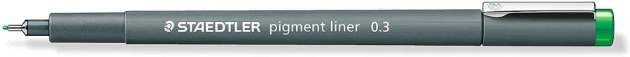 Staedtler Pigment Liner 308 Rotulador Calibrado - Trazo 0.3mm - Secado Rapido - Color Verde · Pack de 10 uds.