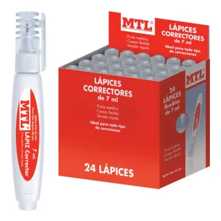 Dohe Expositor de 24 Correctores Liquidos Tipo Lapiz - Punta Metalica para Mayor Precision - Rapido Secado - Eficaz Cobertura - 7 Ml · Pack de 24 uds.