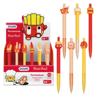 Dohe Expositor de 24 Portaminas 0.5mm - Grip de Caucho - Decorados con Forma de Alimentos