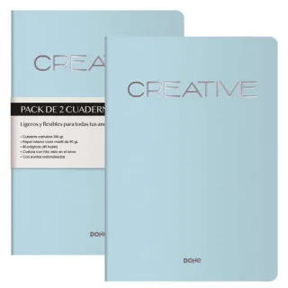 Dohe Creative Cuaderno Notebook A4 40 Hojas Lisas - Papel Ahuesado 90 g/m2 - Tapa en Cartulina 300g/m2 - Color Azul · Pack de 2 uds.