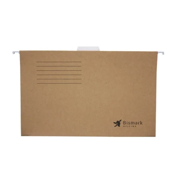 Bismark Pack de 3 Carpetas Colgantes Tamaño Folio Prolongado - Fabricadas en Kraft Marron de 230gr - Varilla de Aluminio