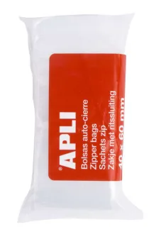 Apli Pack de 100 Bolsas con Zip Auto Cierre Transparentes - Tamaño 40x60mm - Cierre Seguro y Facil Manipulacion - Aptas para Uso Alimenticio - Ideales para Guardar Alimentos y Objetos Cotidi