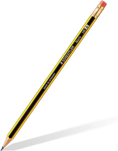 Staedtler Noris 122 Lapiz de Grafito Hexagonal con Goma - Mina HB - Resistencia a la Rotura - Sin PVC ni Latex · Pack de 12 uds.