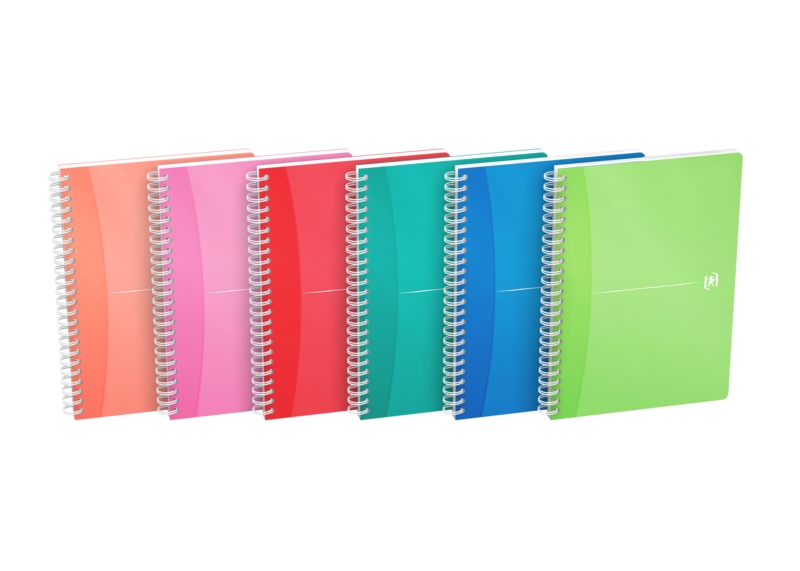 Oxford Office My Colours Cuaderno Espiral A5 - Tapa de Plastico Resistente - Espiral Doble para Mayor Durabilidad - Cuadricula 5x5 Ideal para Matematicas - 90 Hojas de Alta Calidad - Colores
