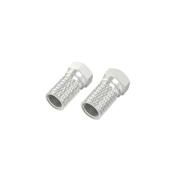 Hama Essential Pack de 2 Conectores F Macho - Cables hasta de 5.5mm - Fijacion con Tornillo - Color Plata