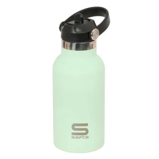Safta Botella Isotermica Infantil - Capacidad 350ml - Tapon Roscado con Valvula - Base de Silicona - Asa Superior - Acero Inoxidable - 12h Caliente - 24h Frio - 19.5x7.3cm - Color Aguamarina