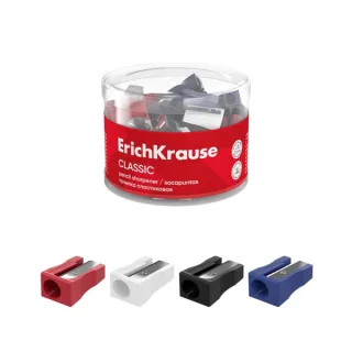ErichKrause EasySharp Classic Sacapuntas de Plastico - Cuchilla Niquelada de Acero al Carbono - Orificio de 8mm - Colores Surtidos · Pack de 60 uds.