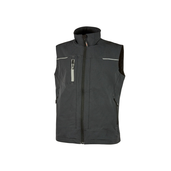 Upower Saturn Chaleco Resistente y Suave - Talla 2XL - Repelente al Agua, Transpirable, Bolsillos Practicos, Detalles Reflectantes, Proteccion DPI1 - Color Gris Asfalto