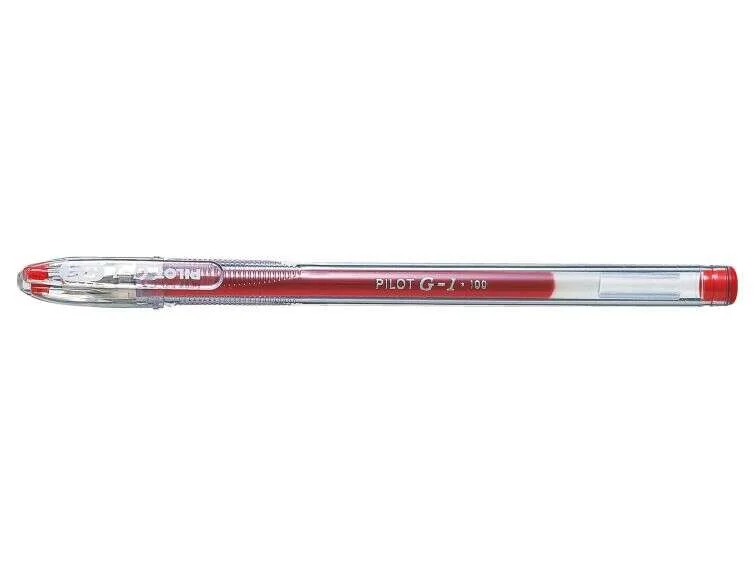 Pilot Boligrafo de Gel G1 - Recargable - Punta de Bola 0.5mm - Trazo 0.3mm - Cuerpo Transparente - Color Rojo · Pack de 12 uds.