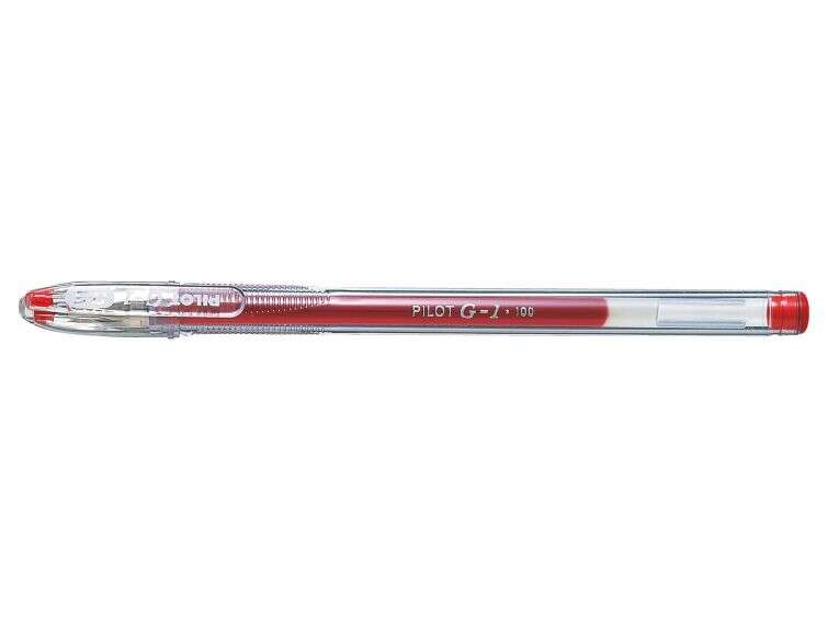 Pilot Boligrafo de Gel G1 - Recargable - Punta de Bola 0.5mm - Trazo 0.3mm - Cuerpo Transparente - Color Rojo · Pack de 12 uds.