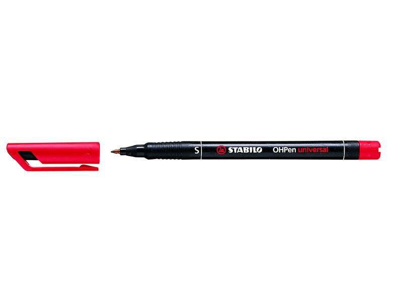 Stabilo OHPen Rotulador Permanente - Punta Superfina - Trazo de 0.4mm - Agarre Antideslizante - Tapon Ventilado - Color Rojo · Pack de 10 uds.