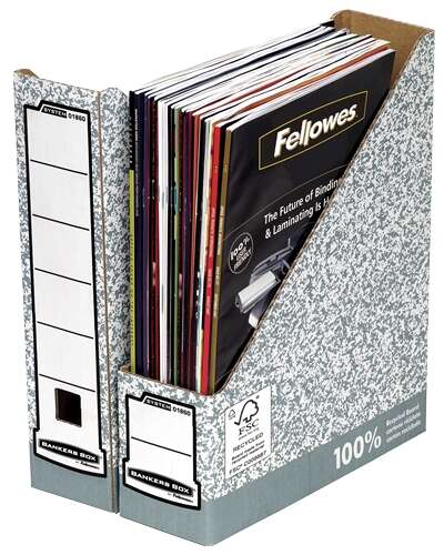 Fellowes Bankers Box Revistero A4 80mm - Montaje Manual - Carton Reciclado Certificacion FSC - Color Gris · Pack de 10 uds.