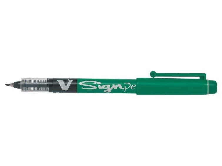 Pilot Rotulador de Punta Fina V-Sign Pen - Punta Fina de 2mm - Trazo de 0.6mm - Color Verde · Pack de 12 uds.