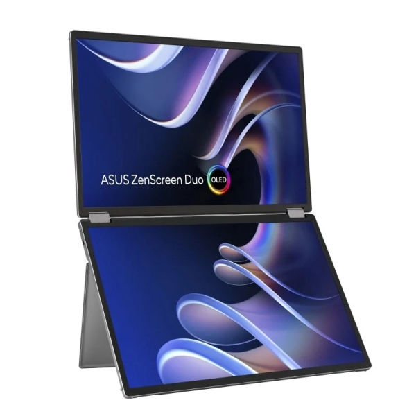 Asus ZenScreen Duo Monitor 14" OLED WUXGA 60Hz - Panel Brillante Dual Screen - Respuesta 1ms - HDMI, USB-C - Color Plata