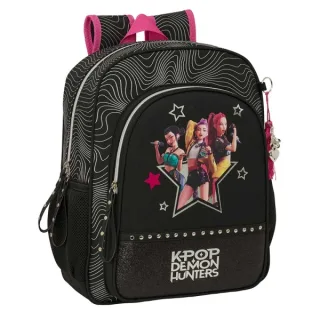 Safta K-Pop Demon Hunters Energy Mochila - 15L - Adaptable a Carro - Bolsillo Frontal - Portabotellas - Cremallera con Doble Tirador - Asa de Mano - Espalda Acolchada - 32x38x12cm - Color Ne