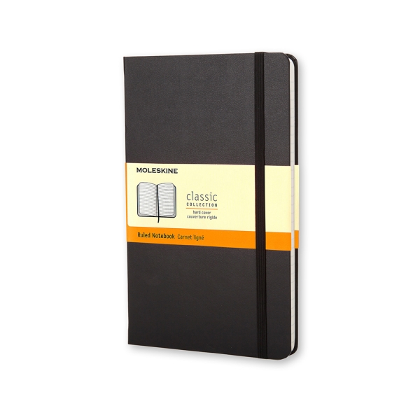 Moleskine Classic Libreta de Tapa Dura - Papel Marfil Rayado - 70g/m2 - Apertura 180º - Esquinas Redondeadas - Marcapaginas - Bolsillo Interior Extensible - Cierre Elastico - 13x21cm - Color