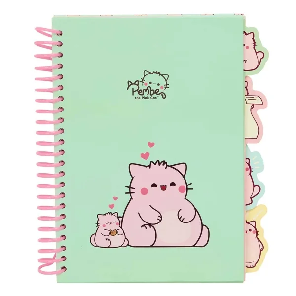 Safta Pembe The Pink Cat Bloc de Notas A5 - Tapas Duras - 80 Hojas - Gramaje 80g/m2 - Incluye 4 Separadores - 148x210mm - Color Menta