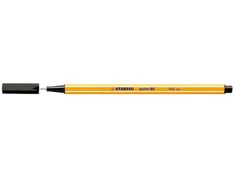 Stabilo Point 88 Rotulador de Punta Fina de Fibra - Trazo de 0.4 mm - Tinta con Base de Agua - Color Negro · Pack de 10 uds.