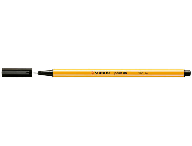 Stabilo Point 88 Rotulador de Punta Fina de Fibra - Trazo de 0.4 mm - Tinta con Base de Agua - Color Negro · Pack de 10 uds.