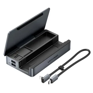 Vention Estacion de Docking 9 en 1 - Soporte Multidispositivo - Multiples Compartimentos - Ethernet RJ45 - Incluye Cable - HDMI 4K - 3xUSB-C - 3xUSB-A - Tarjeta TF - SD - Power Delivery - Co