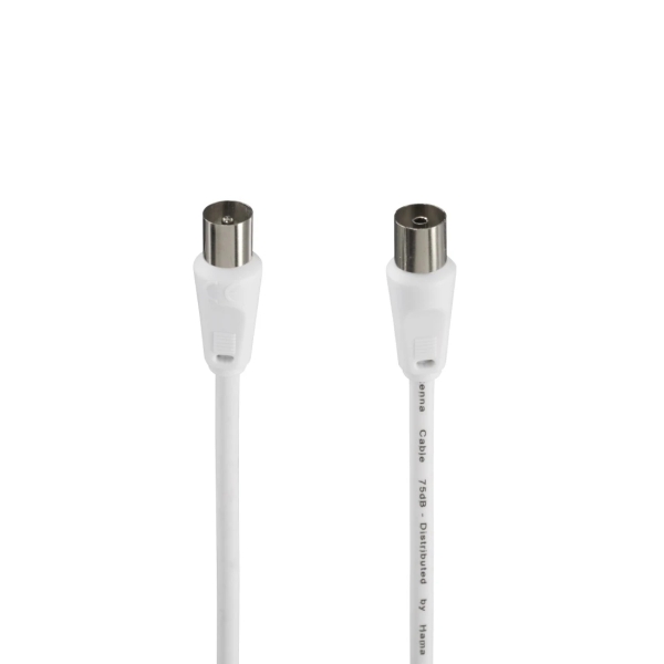 Hama Entry Cable Coaxial de Antena Macho/Hembra - Longitud 3m - Apantallamiento 75dB - Impedancia 75Ohm - Color Blanco