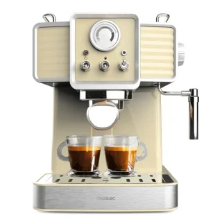 Cecotec Power Espresso 20 Tradizionale Light Yellow Cafetera Espresso - 1350W - 20Bar - Manometro - Vaporizador Orientable - Deposito 1.5L Extraible - Acero Inoxidable - Color Amarillo Paste
