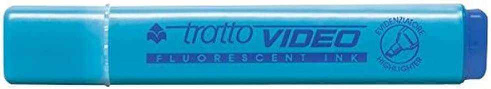 Tratto Video Marcador Fluorescente - Punta Biselada - Tinta Base de Agua - Secado Rapido - Color Azul Fluorescente · Pack de 12 uds.